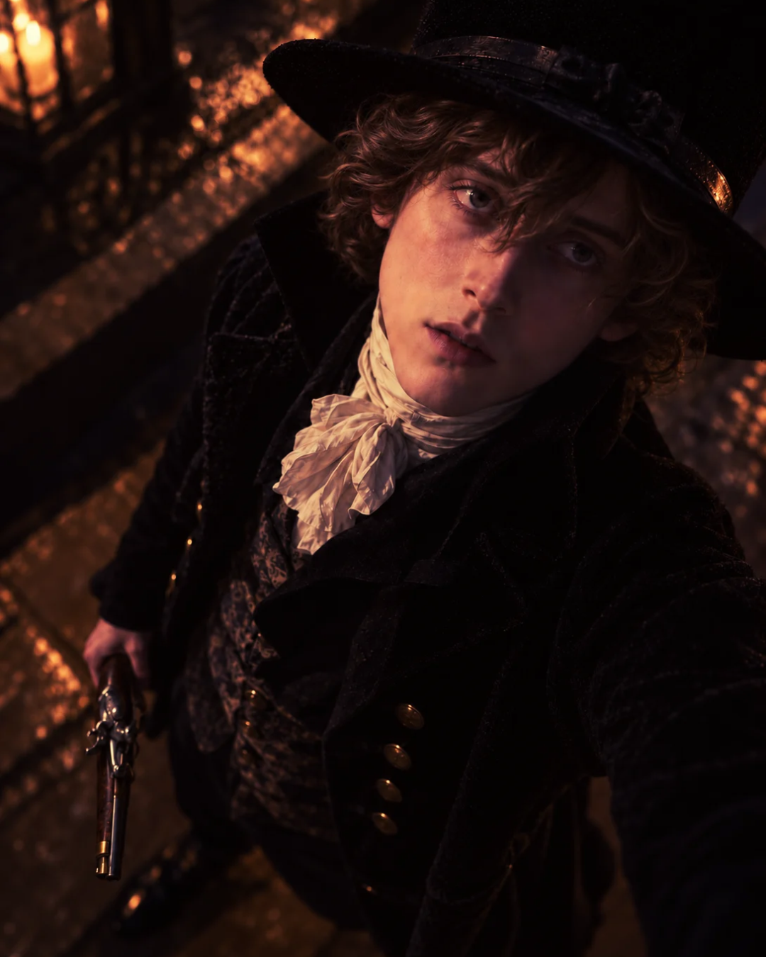 Louis Antoine de Saint-Just als rebellischer Dichter mit Pistole.